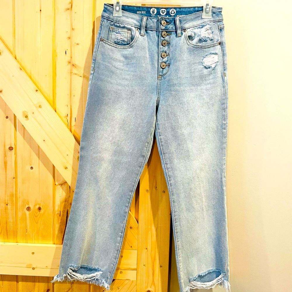 High rise crop flare jeans